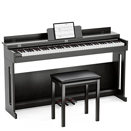 Black Full Size Weighted Key Digital Piano with Piano Bench, Stand, 3 Pedal Y472