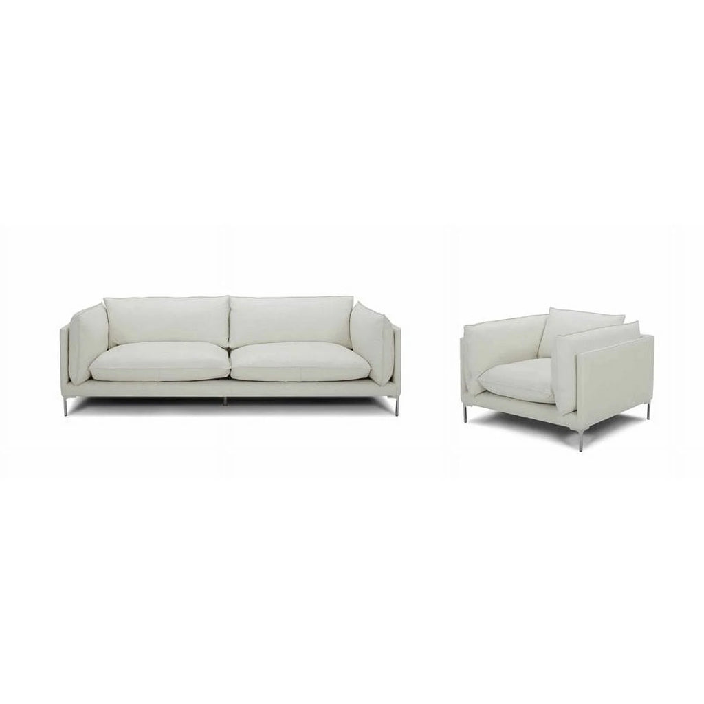 White L-Grade Leather Upholstered Sofa U111