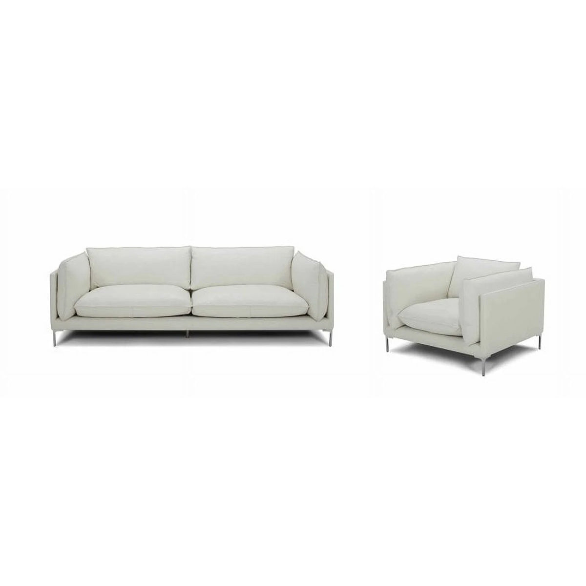 White L-Grade Leather Upholstered Sofa U111