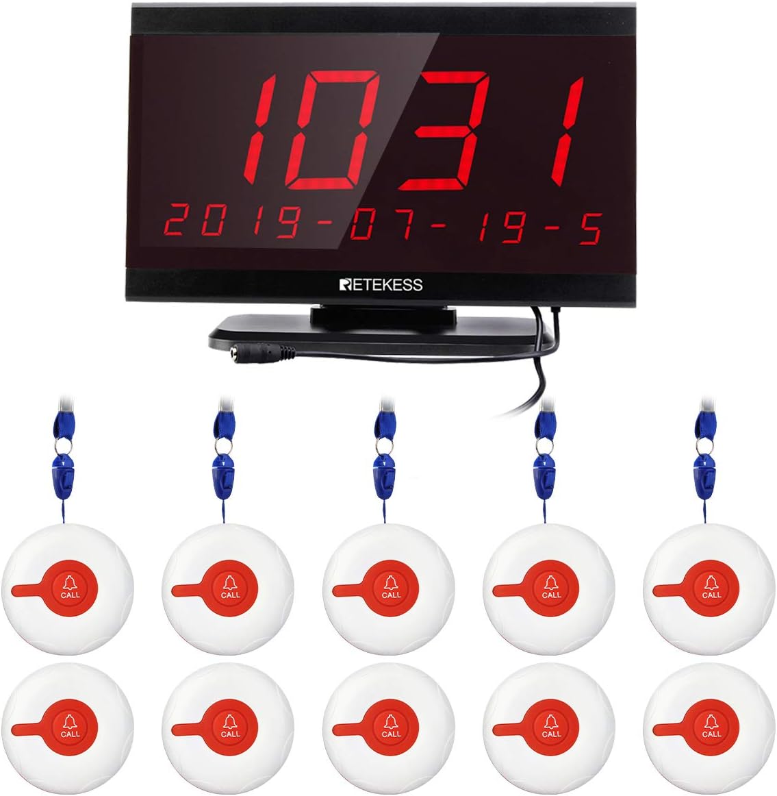 Caregiver Pager, Nurse Alert System, 10 Waterproof Lanyard Pagers R32316