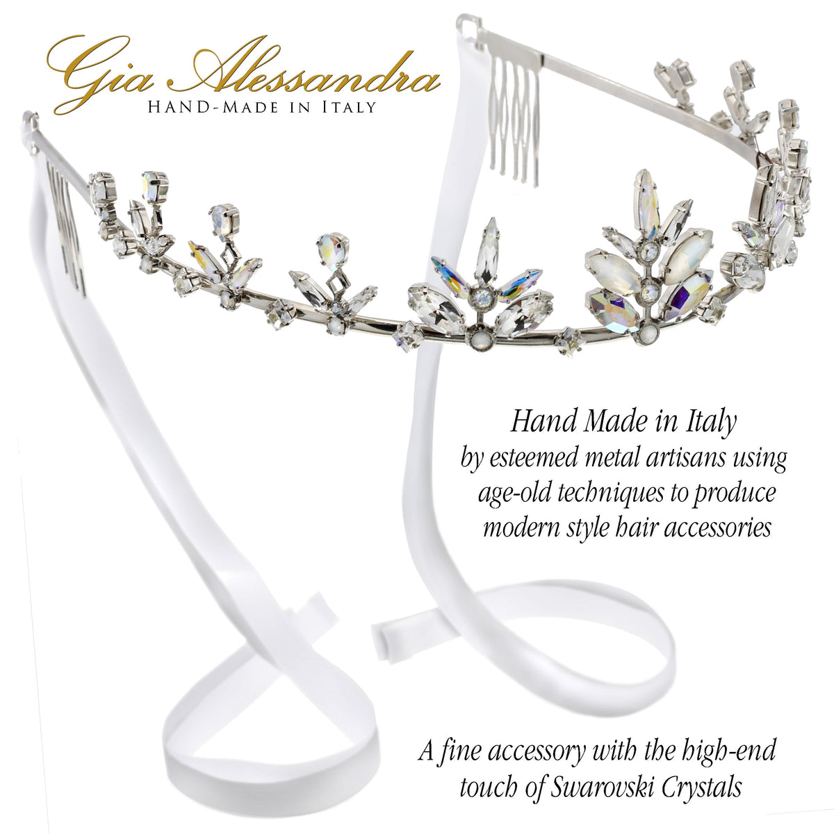 Silver Wedding Bridal Tiara With Swarovski Crystals W348216