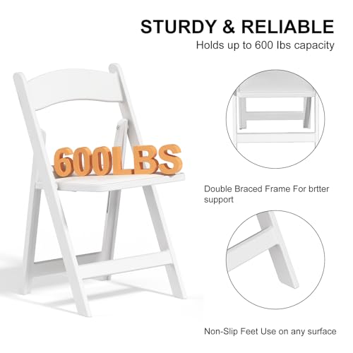 4 Pack White Folding Chairs with Cushion K611438