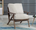 Beige Upholstered Accent Chair with Wooden Frame N472