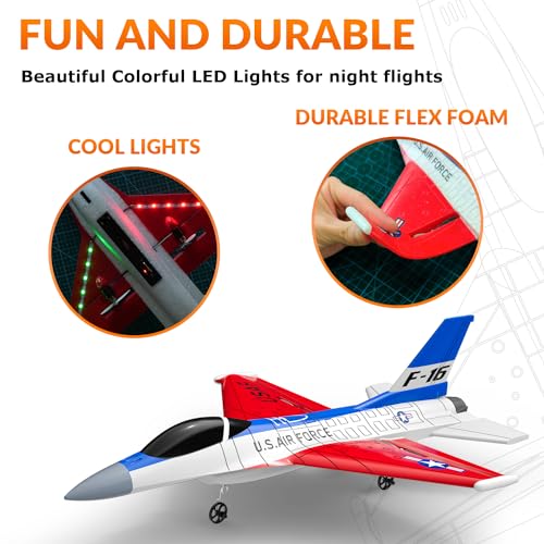 F16 Falcon Fighter Jet RC Plane with LED Lights, 2 Channel, 2 Batteries B30143