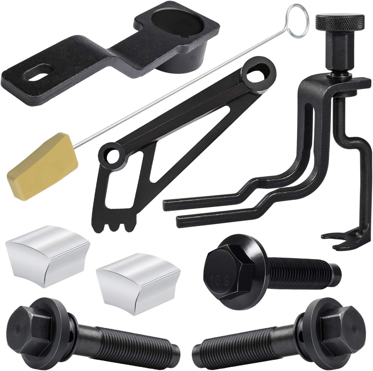 Engine Timing Service Tool Kit with Crankshaft Positioning Tool, Timing Chain Locking Wedge Tool, Cam Phaser Holding Tool, Cam Phaser Lock Out Kit and Bolts For Ford 4.6L/5.4L/6.8L 3V Engine Pack of 2 F257