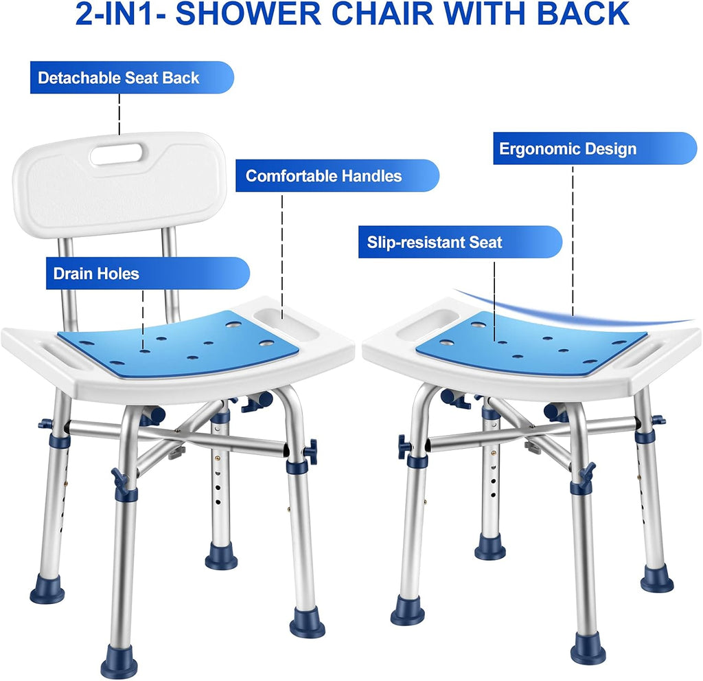 Nonslip Shower Chair with Back Padded Seat C74446