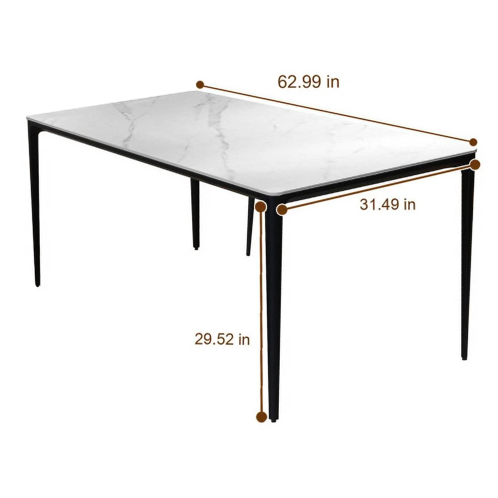 White 63 inch Sintered Stone Dining Table S497