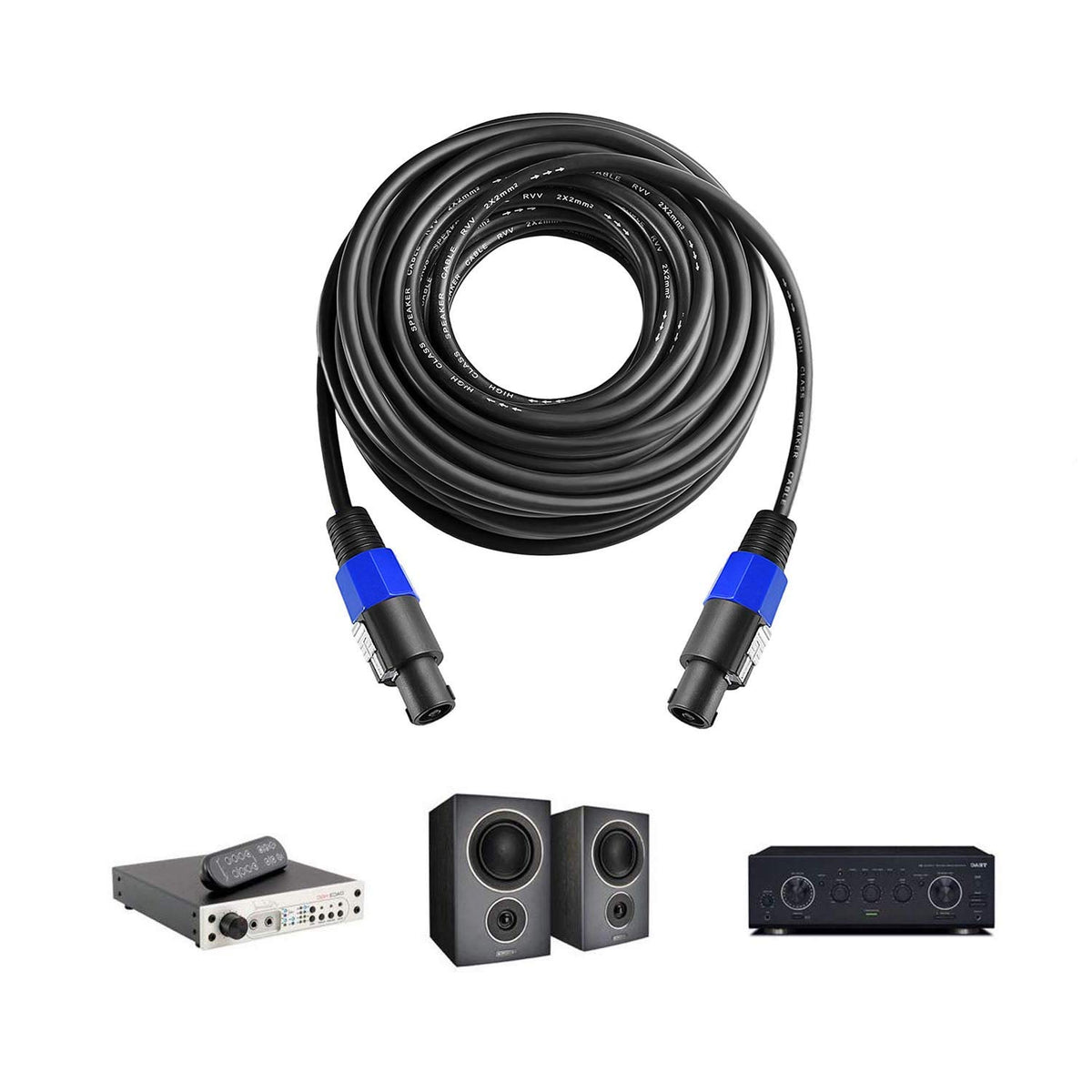 100 Feet Speakon to Speakon Cables Wire Speaker Audio Amplifier Cord 7mm with Twist Lock G550