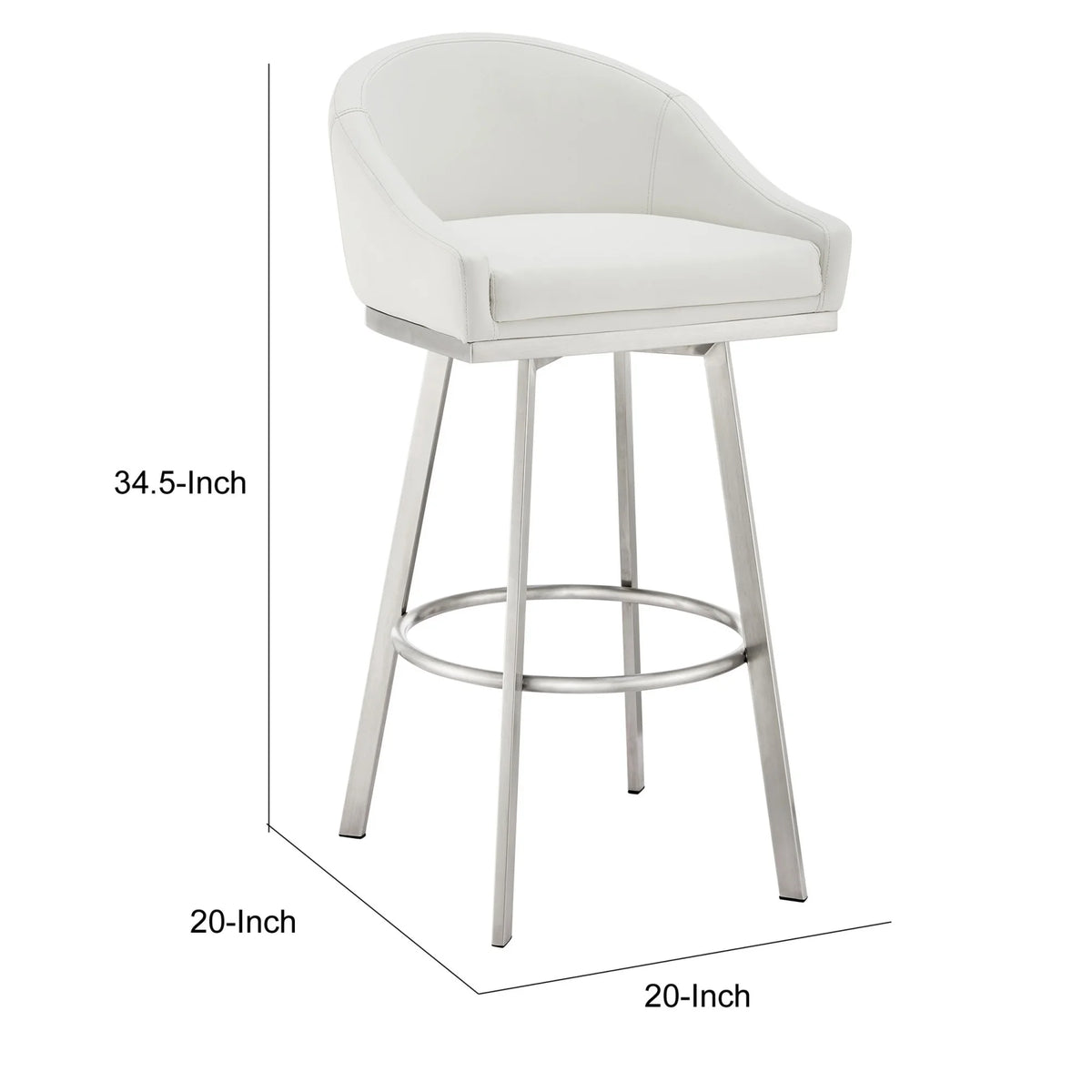 26 Inch Swivel Counter Stool Chair White Faux Leather C593