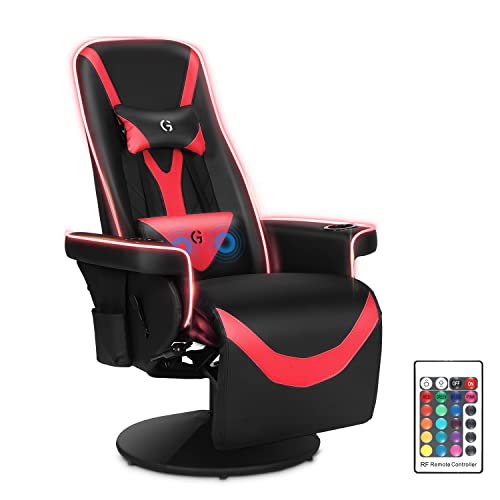 Black White Ergonomic Recliner Gaming Chair with Footrest and Cupholders P227570