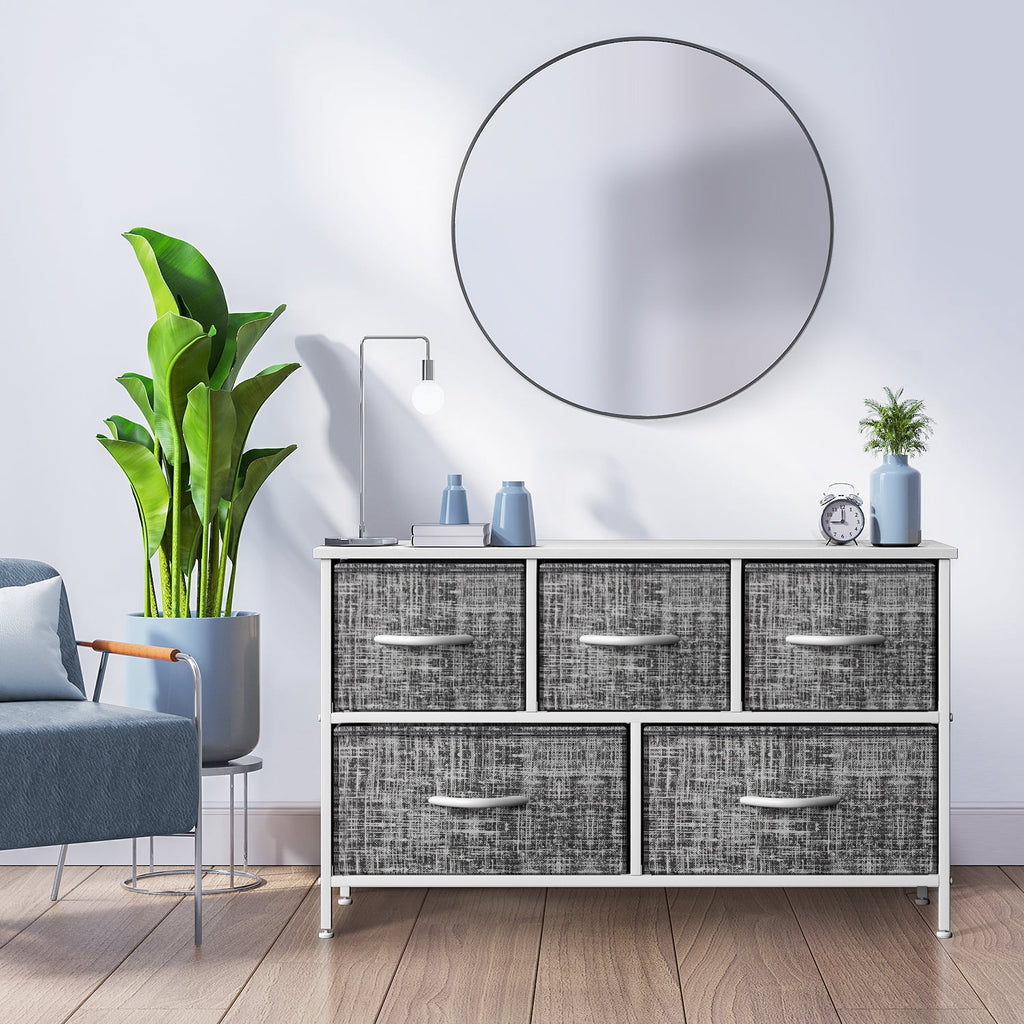 5 Drawer Storage Chest Dresser with Fabric Bins C70491