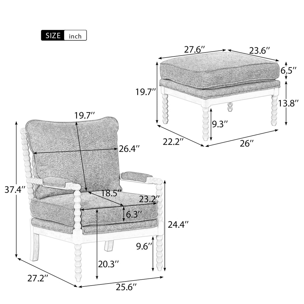 Velvet Accent Chair with Ottoman B3983