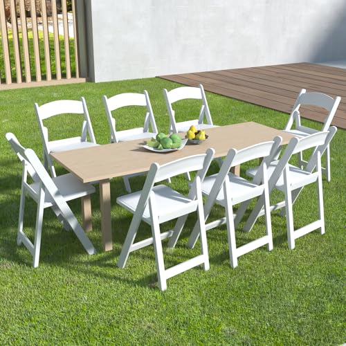 4 Pack White Folding Chairs with Cushion K611438