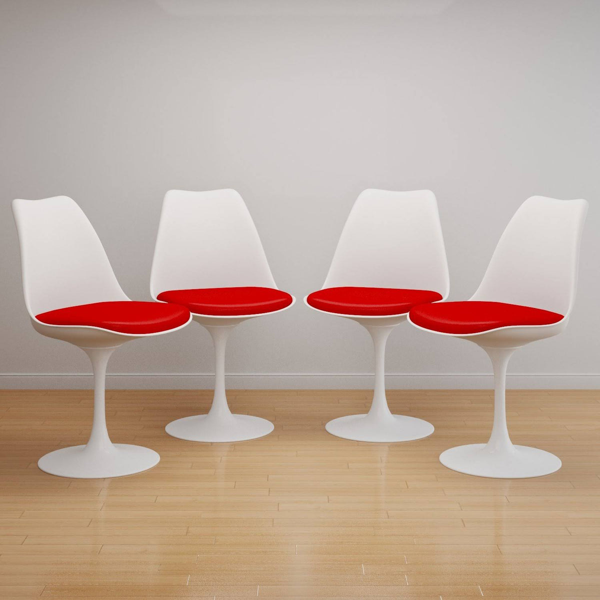 Red Faux Leather Tulip Side Chair Set of 4 V338