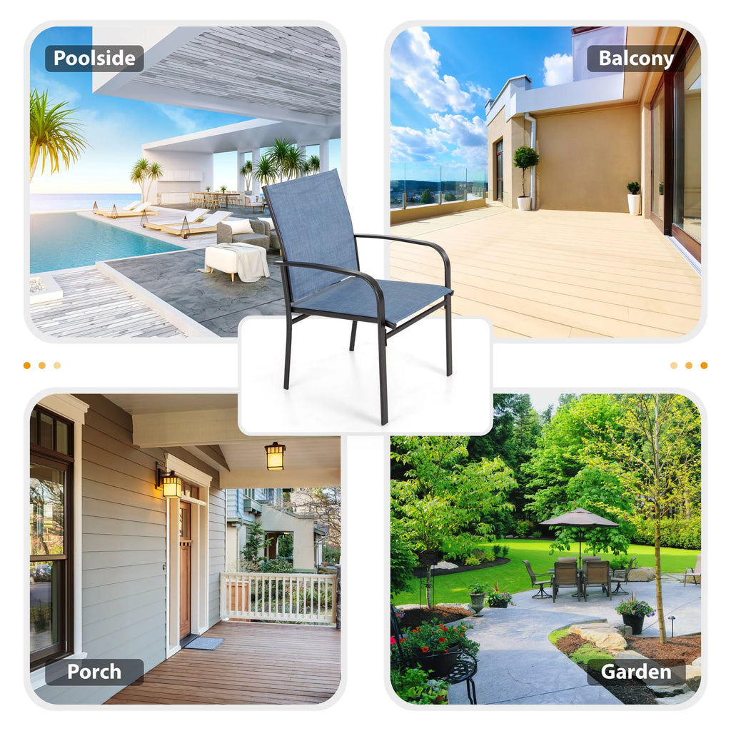 Blue Textilene Outdoor Dining Chair Set of 4 G333