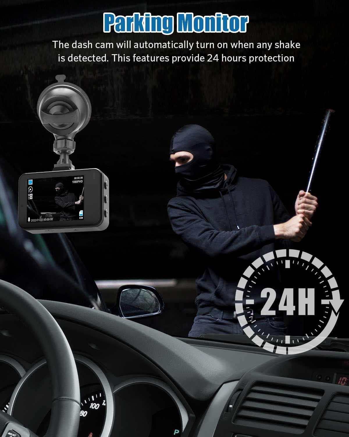 Dash Cam Front and Rear, 1080P Full HD, 2 Inch LCD Screen, 150° Wide Angle, Parking Monitor, Pack of 2 W573020