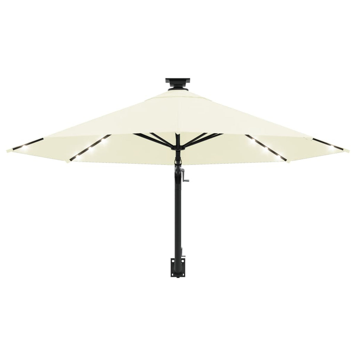 Wall Mounted Parasol with LEDs and Metal Pole Garden Folding Umbrella Sand 118.1 x 51.6 Inches P99650