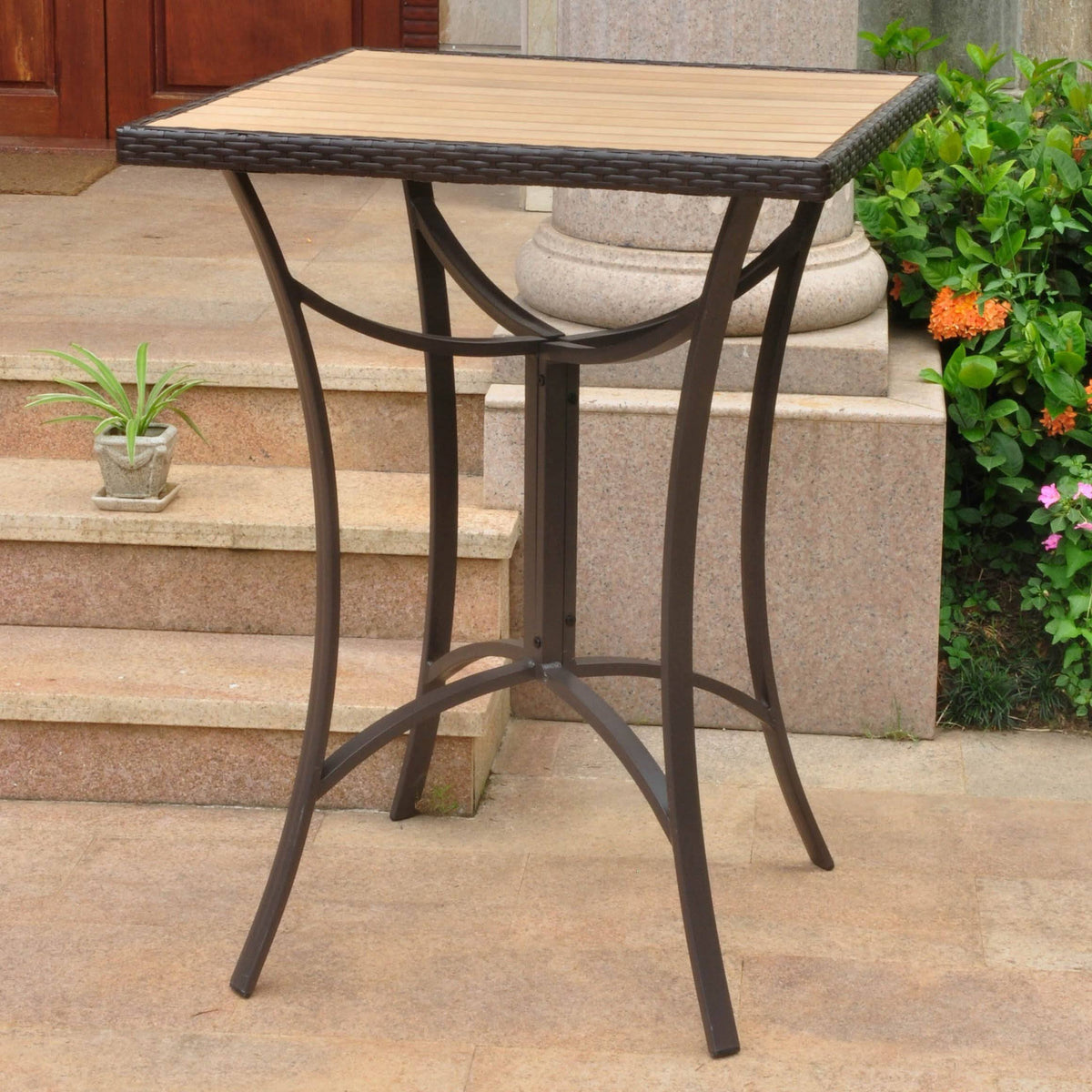 Black Antique Resin Wicker Aluminum Bar Table L344