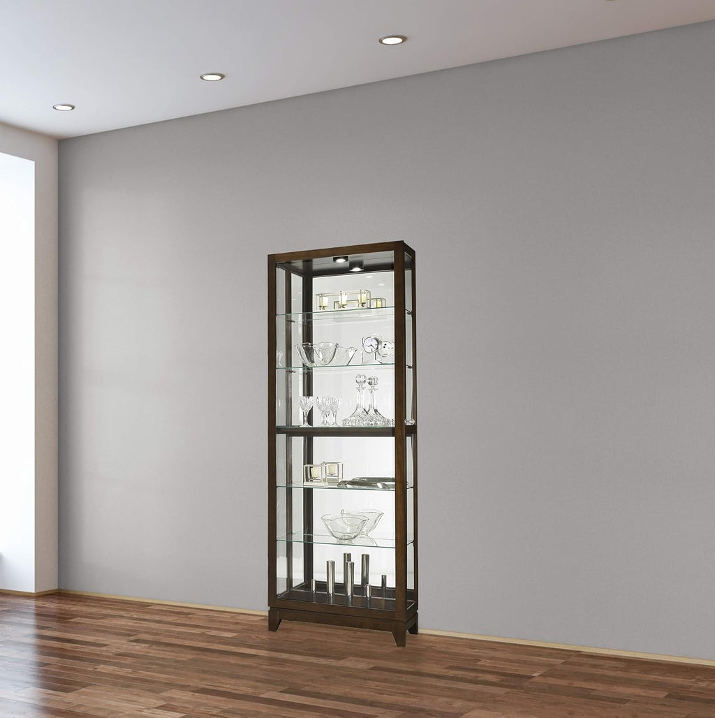 Espresso Curio Cabinet with Five Glass Shelves and Locking Door L51375