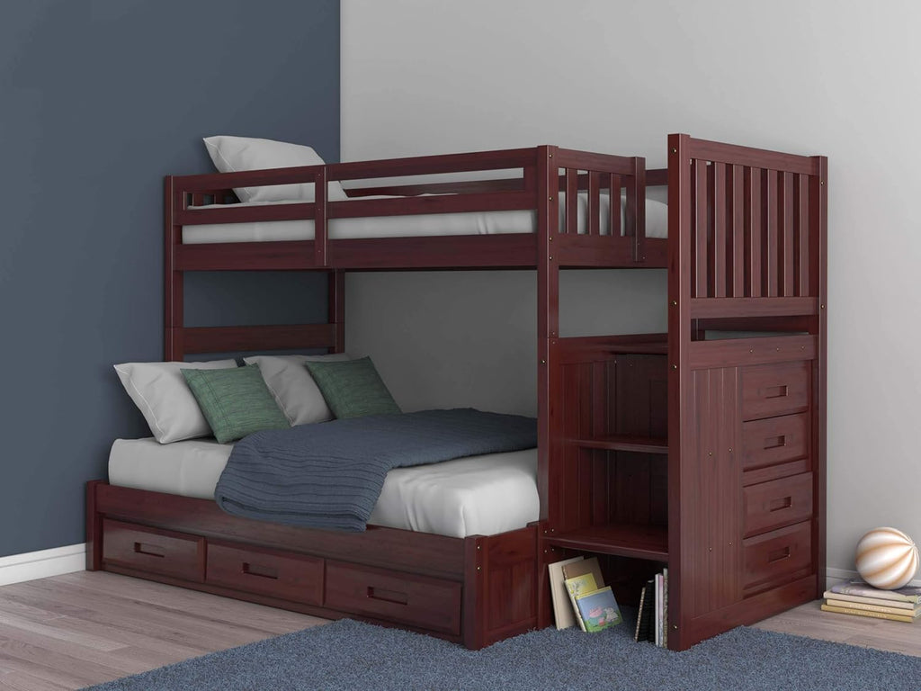 Twin Over Full Staircase Bunk Bed with 3 Drawers M636