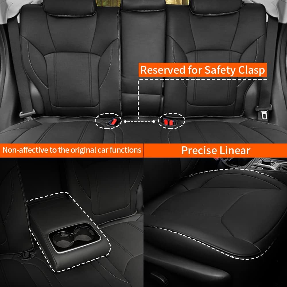 Faux Leather Car Seat Covers Full Set Black A190881