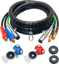 15 Ft 3 in 1 7 Way ABS Electrical Cable & Rubber Air Line Hose Assembly with Aluminum GladHands C558