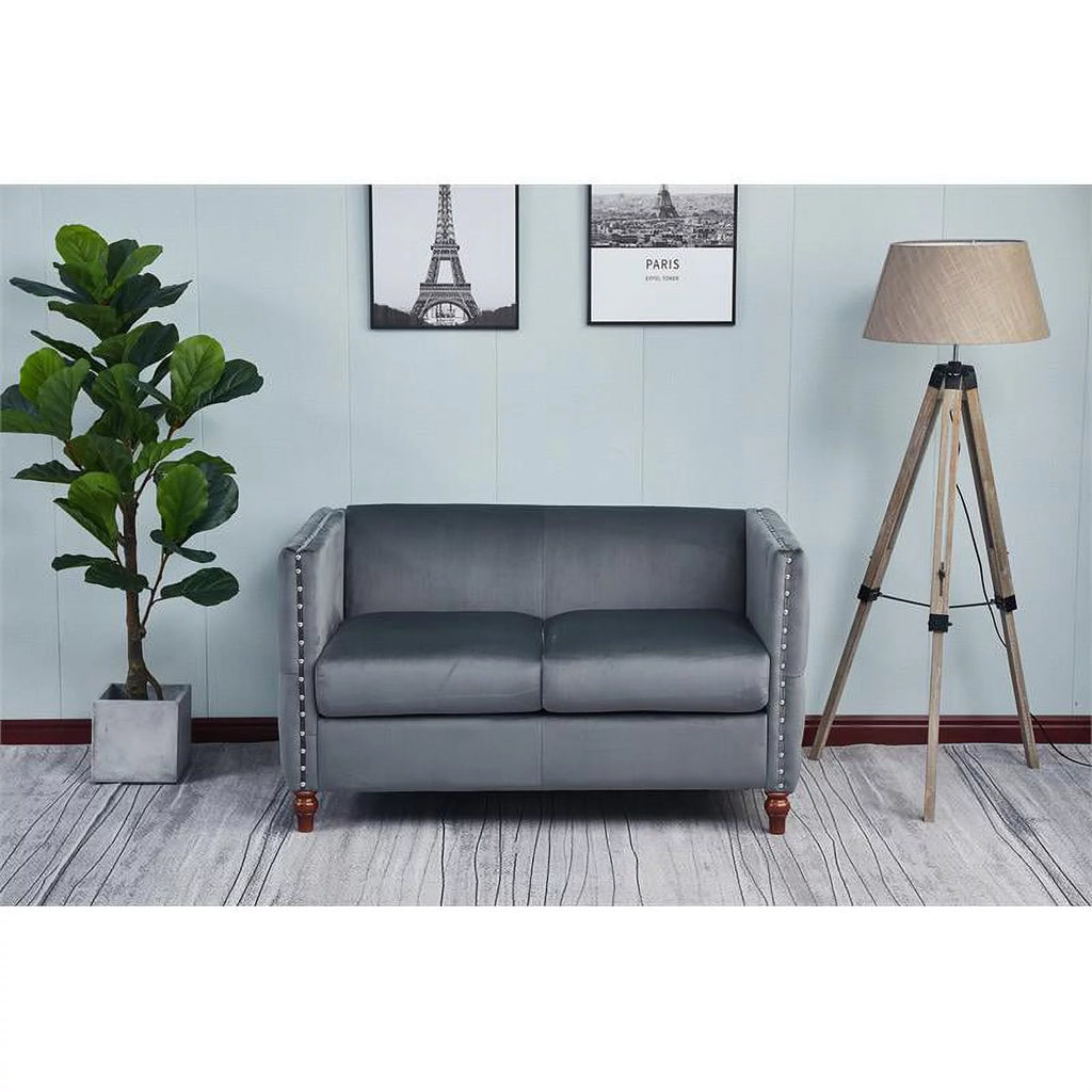 Velvet Sofa and Loveseat Set of 2 Gray E453476