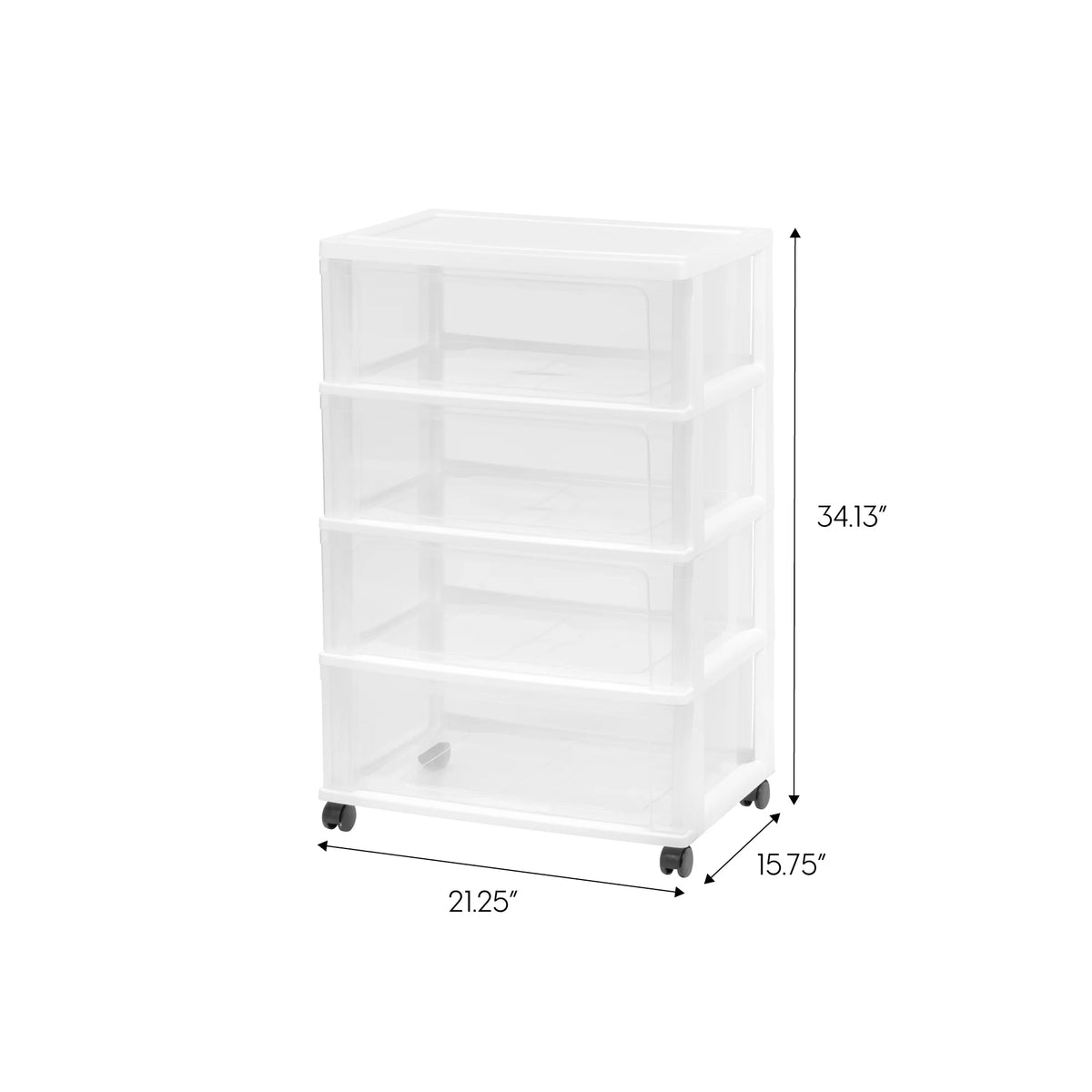 Black Plastic 3 Drawer Storage Cart with Wheels, Set of 2 S18080