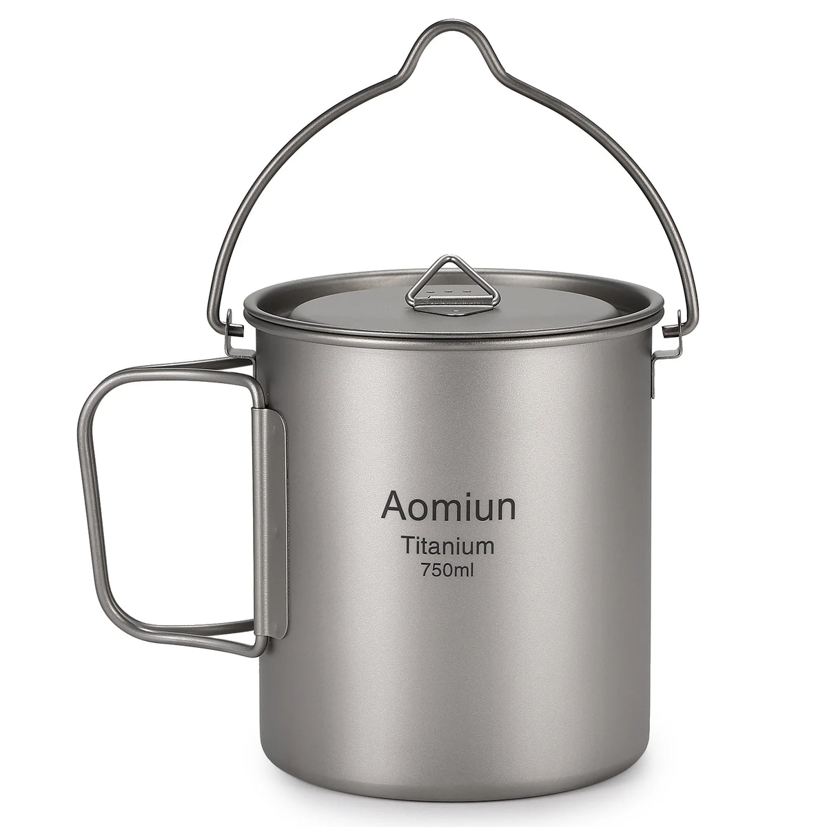 Ultralight 750ml Titanium Pot with Lid and Foldable Handle P498