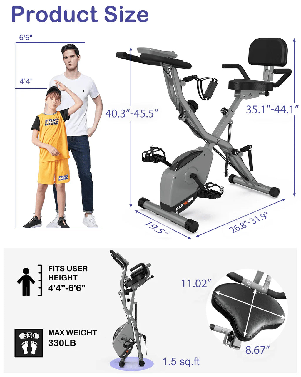 Folding Indoor Cycling Bike 330LB Capacity Q611