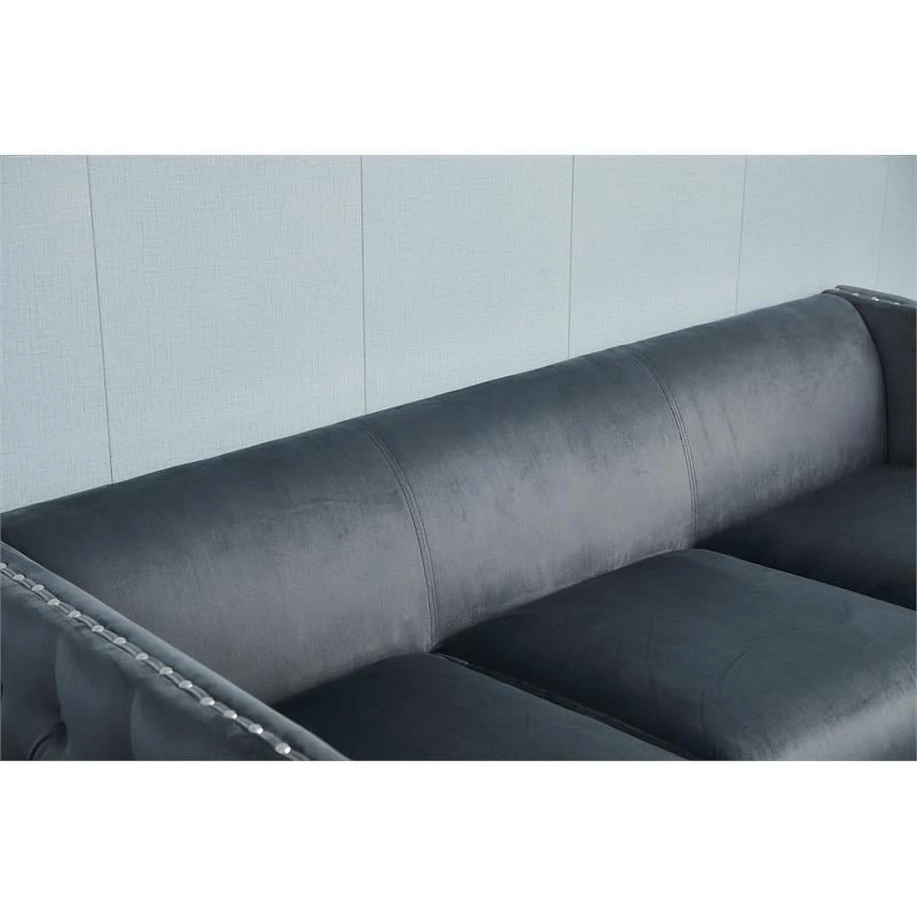 Velvet Sofa and Loveseat Set of 2 Gray E453476