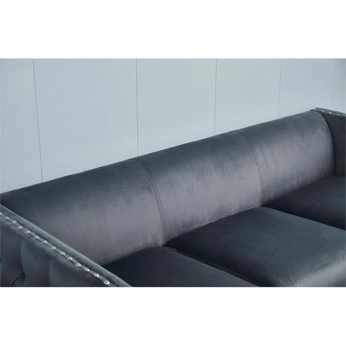 Velvet Sofa and Loveseat Set of 2 Gray E453476
