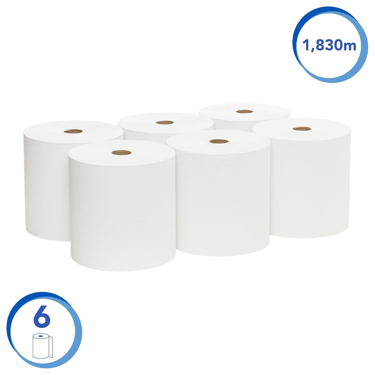 White Hard Roll Paper Towels, 6 Rolls S517