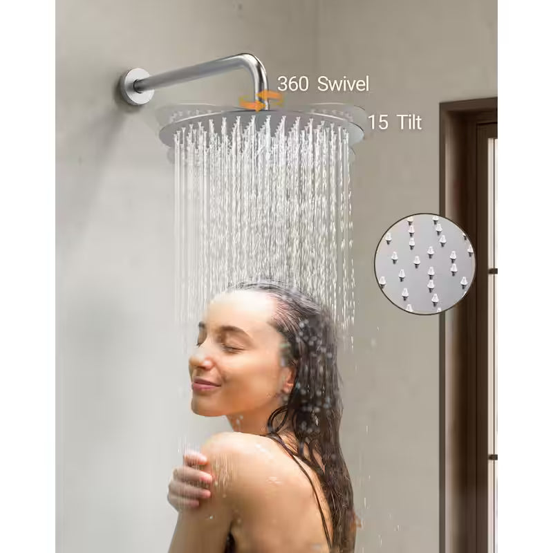 10 in. Round Wall Mount 2-Spray Shower Faucet 2.5 GPM Brushed Nickel X6027