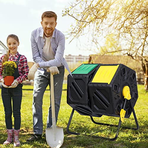 37 Gallon Black Dual Chamber Compost Tumbler W5700