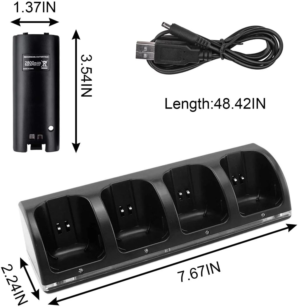 Charger Dock for Wii Remote with 4 Rechargeable Batteries U6805