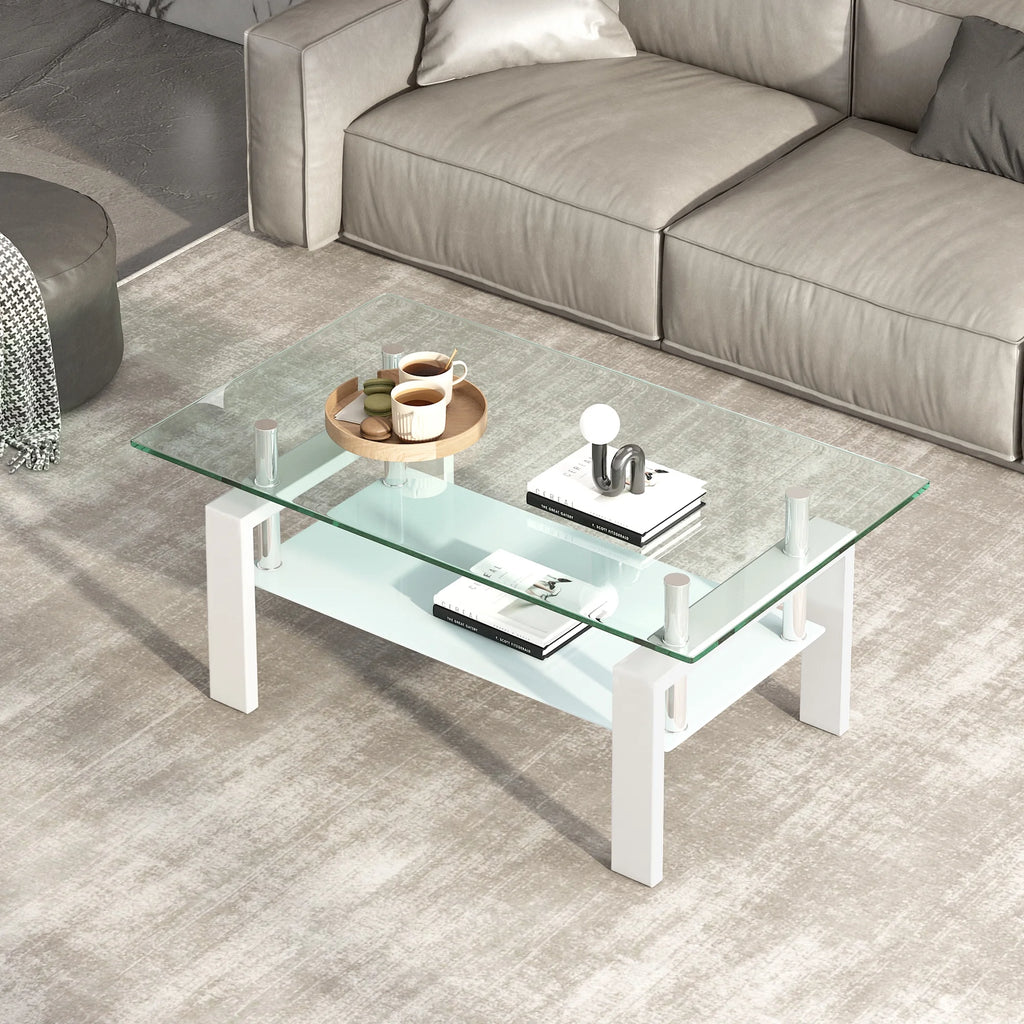 Clear Glass 2-Layer Coffee Table Y80647