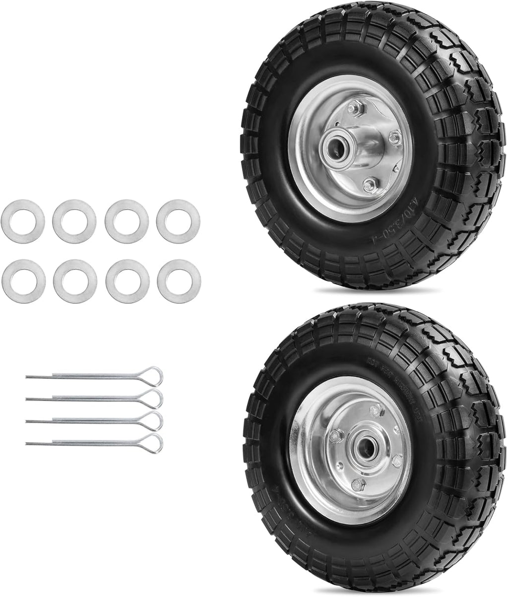 4.10/3.50-4 Flat-Free Solid Tires and Wheels with 5/8" Bearings 2-Pack O6885