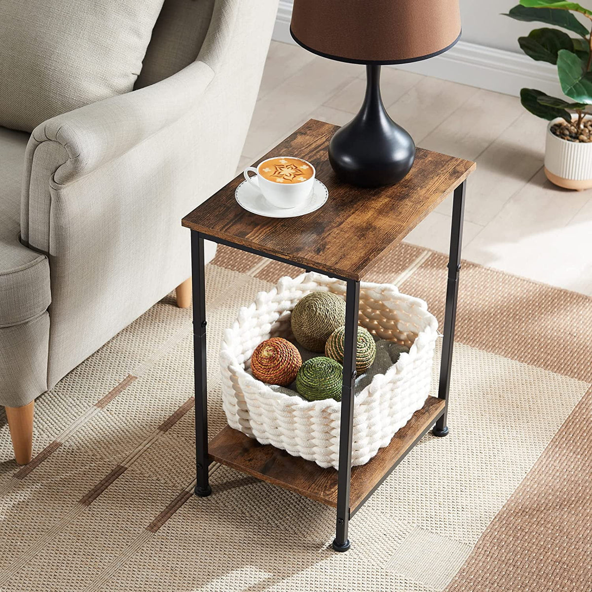 2-Tier Side Table with Storage Shelf J4340