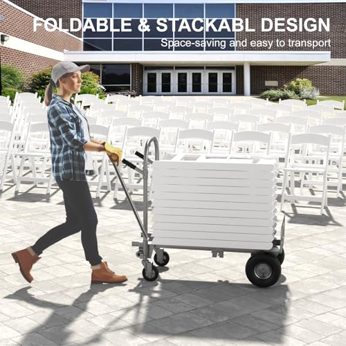 4 Pack White Folding Chairs with Cushion K611438