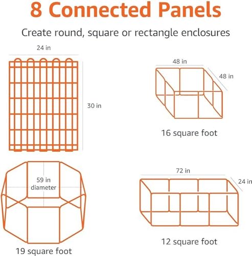 Black Foldable Octagonal Metal Exercise Dog Playpen, Extra Large 8 Panels V60251