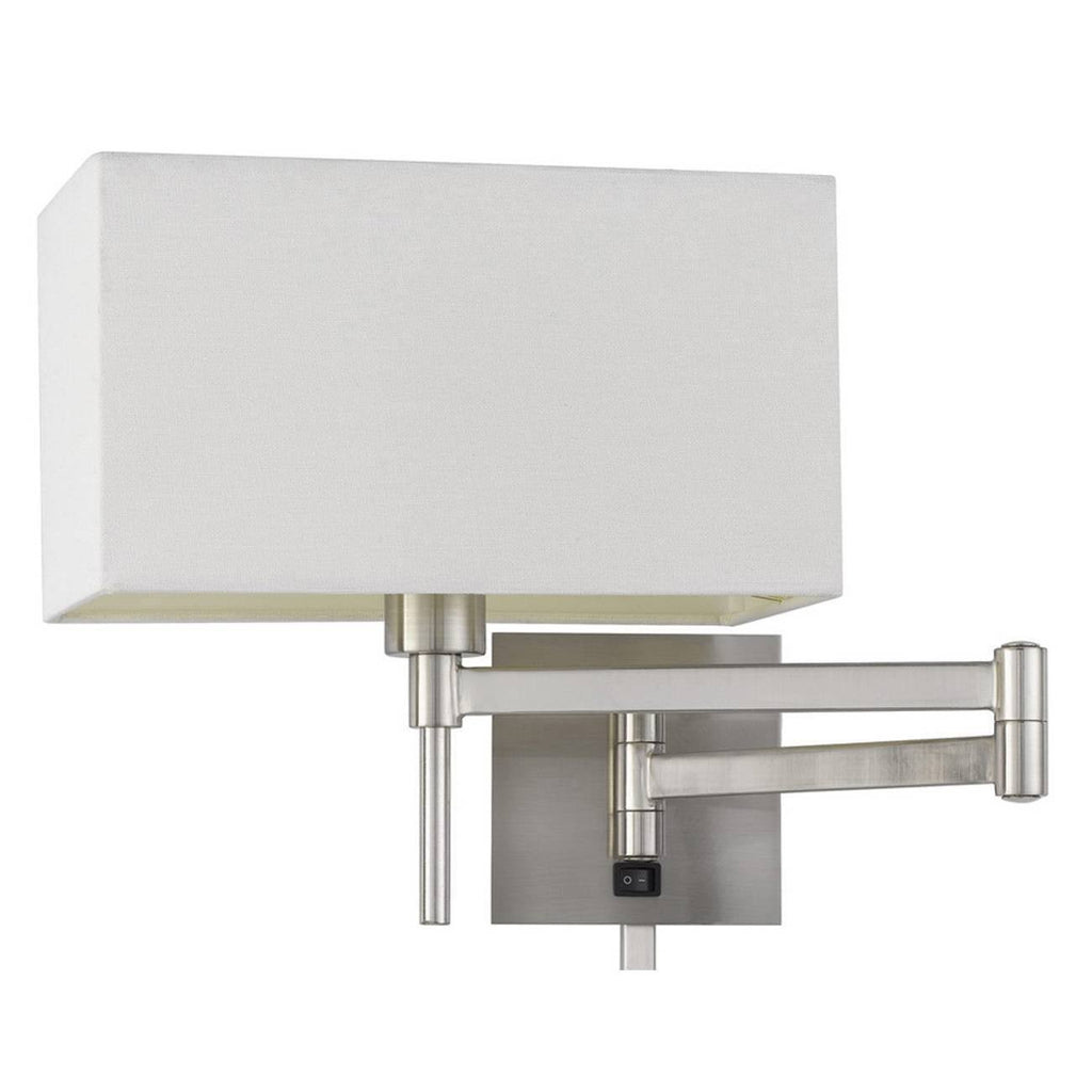12x22 Wall Swing Arm Reading Lamp with Fabric Shade Brushed Steel M222