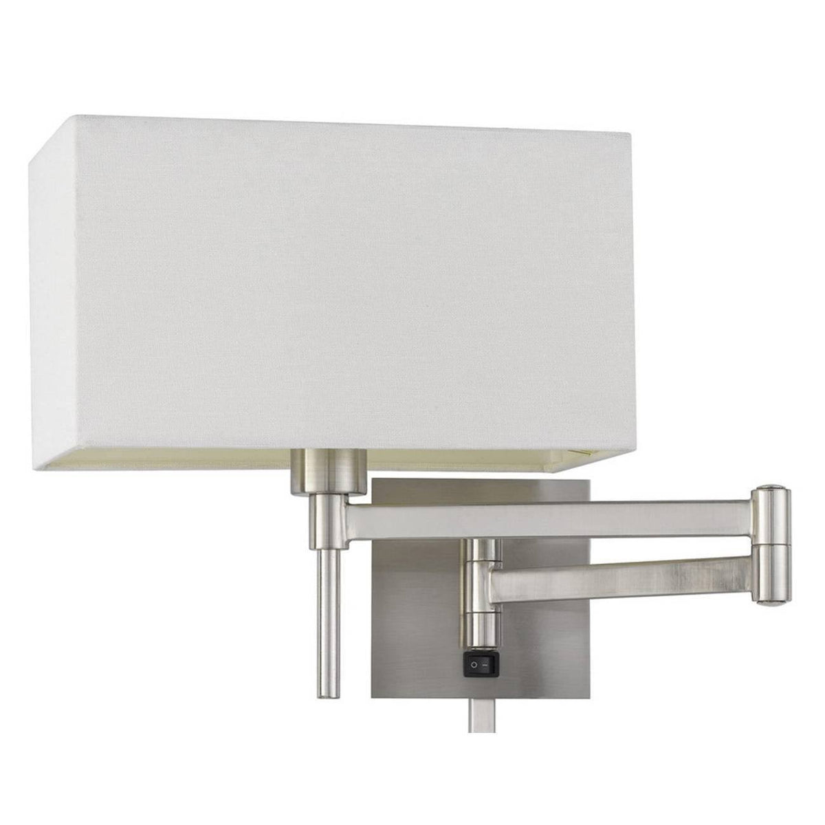 12x22 Wall Swing Arm Reading Lamp with Fabric Shade Brushed Steel M222