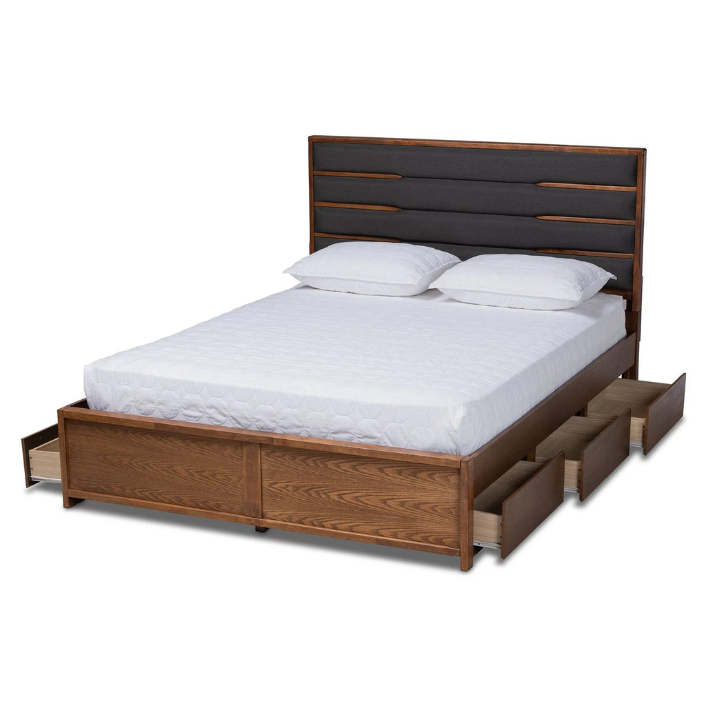 Queen Dark Gray Upholstered Platform Bed H10980