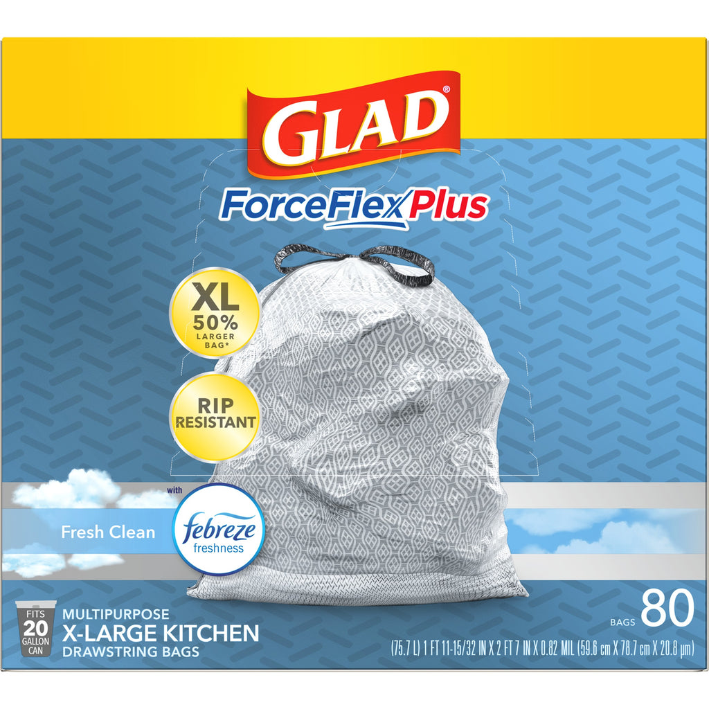 20 Gallon Grey Kitchen Drawstring Trash Bags, 80 Count Z553264