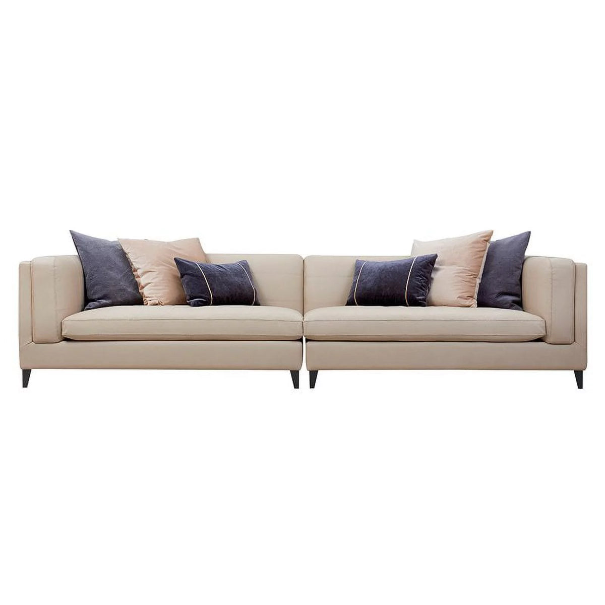 Beige Top Grain Leather 4-Seater Sectional Sofa I5852