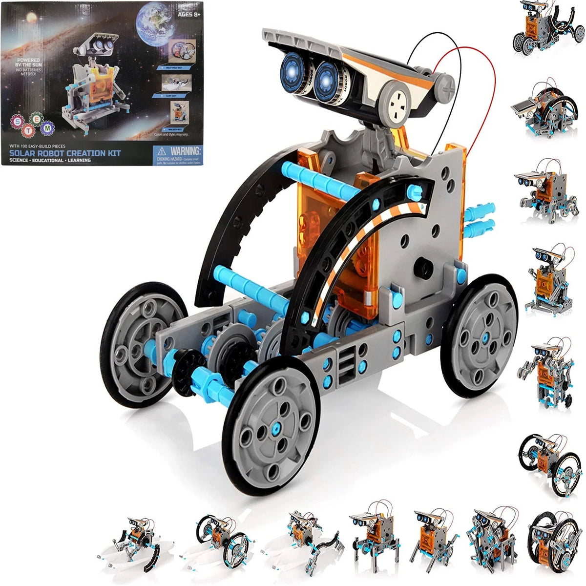 190 Pieces DIY Solar Powered Robot Construction Kit D6497