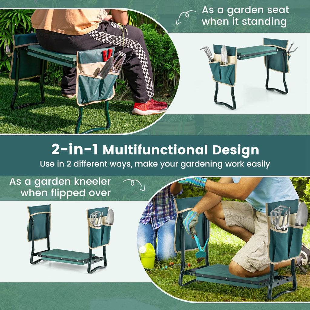 Folding Garden Kneeler Seat Bench with Tool Pouches S756339