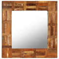 Reclaimed Wood Frame Glass Wall Mirror 23.6 x 23.6 Inches G789159