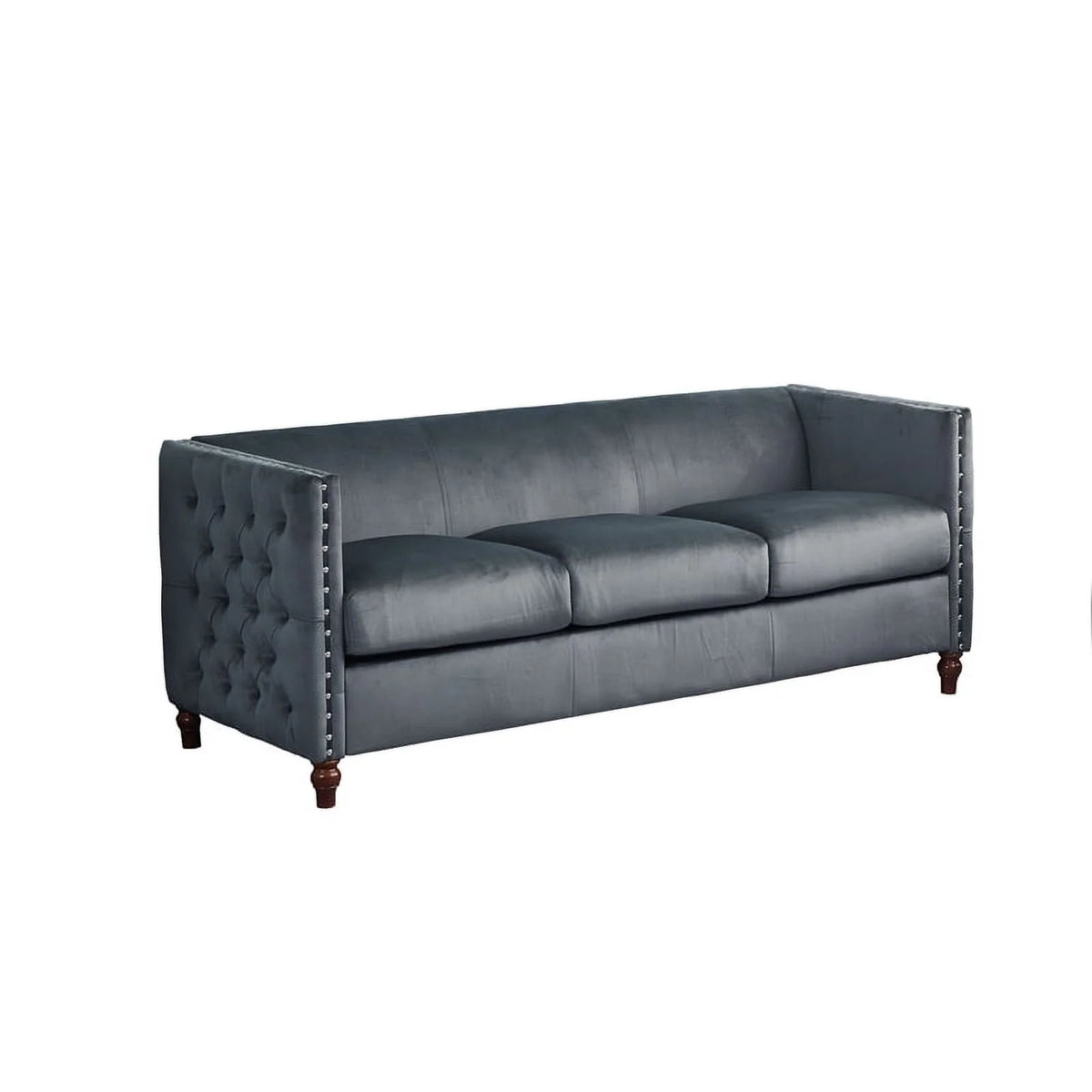 Velvet Sofa and Loveseat Set of 2 Gray E453476